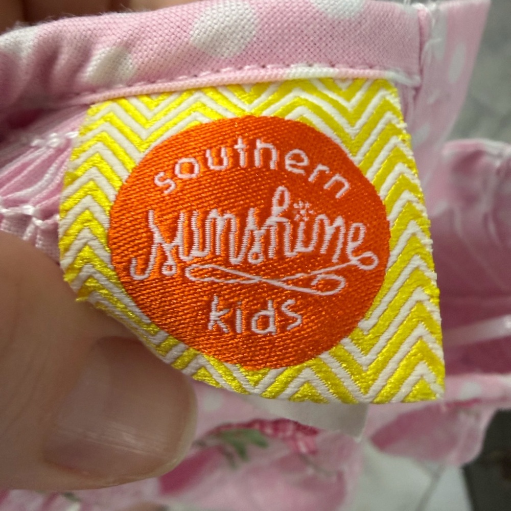 Southern Sunshine Kids Size Girl’s 3 Pink and White Smocked Christmas Tree Dress - Picture 4 of 5